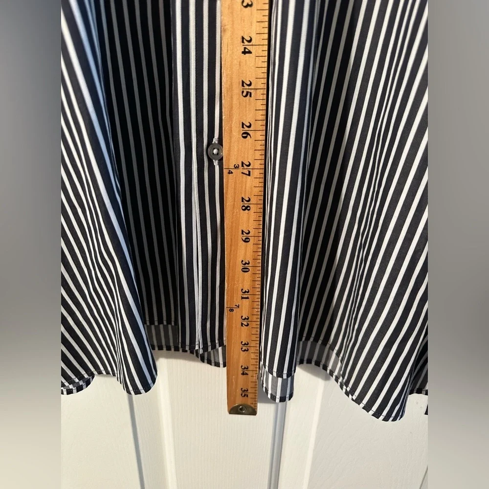 ERMENEGILDO ZEGNA XXL Made Italy Charcoal White Stripe Button Down No Tuck Shirt - Picture 11 of 13